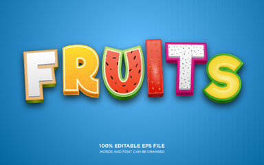 Fototapete - Fruits 3D text style effect	