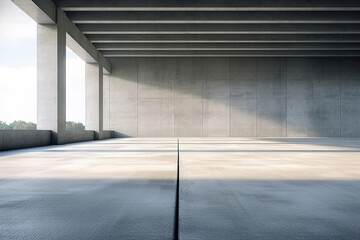 Wall Mural - Modern concrete architecture building, exterior floor and roof, zone of car park, construction building, with empty space in clean design, with Generative Ai.
