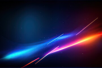 Poster - glowing color. abstract art gradient blue light wallpaper. modern digital lines graphic design on bl
