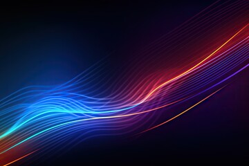 Canvas Print - Glowing color. Abstract art gradient blue light wallpaper. Modern digital lines graphic design on black background