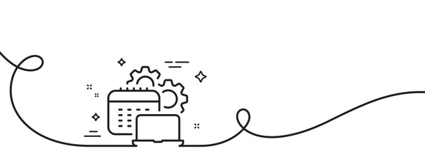 Aufkleber - software line icon. continuous one line with curl. code deployment sign. develop application symbol.