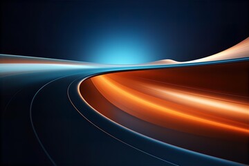 Wall Mural - 3d render, abstract background with colorful orange blue wavy lines