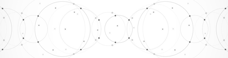 Abstract geometric background with plexus circles. Vector illustration of minimalistic design