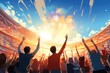 © itchaznong - Sport fans cheer and celebrating a winning tournament in stadium. Generative AI