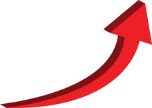 3D Red Arrow Symbol. Arrow In 3d Red Arrow Icons For App, Web Digital Illustration Design. Vector Illustration