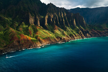 Beautiful Scene Of The Coastline On Hawaii's Kauai Island