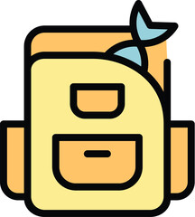Poster - School backpack icon outline vector. Back bag. Pack study color flat