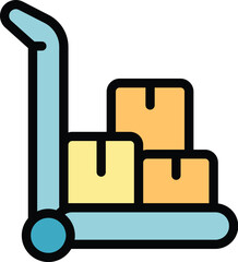 Canvas Print - Warehouse shop cart icon outline vector. Online store. Sale buy color flat