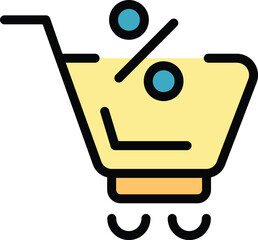 Poster - Sale shop cart icon outline vector. Online store. Web internet color flat