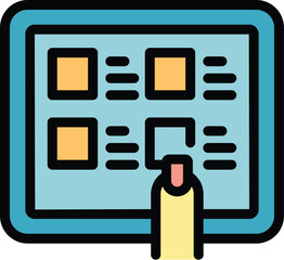 Poster - Tablet online store icon outline vector. Sale buy. Web business color flat