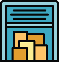 Poster - Warehouse online shop icon outline vector. Store sale. Customer gift color flat