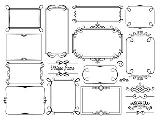 Wall Mural - big set template of vector decorative vintage frames, borders of rectangular shape. old backgrounds