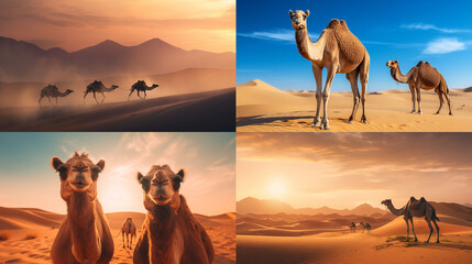 Poster - camels in the desert