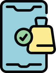 Poster - Smartphone shop bag icon outline vector. Web mobile. Money purchase color flat