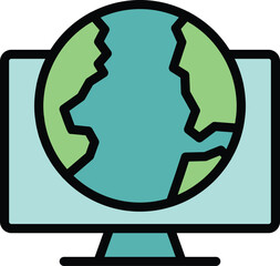 Poster - Global register icon outline vector. Online user. Login form color flat