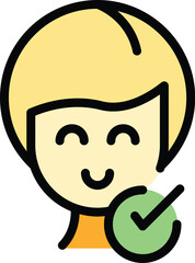 Poster - Approved avatar icon outline vector. New login. Register user color flat