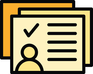 Poster - User online documents icon outline vector. Web login. Website order color flat
