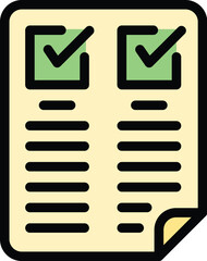 Poster - Approved user doc icon outline vector. New login. Register online color flat
