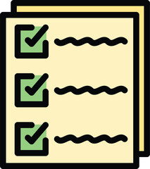 Poster - Completed form icon outline vector. Online user. Account member color flat