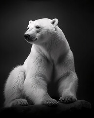 Beautiful black and white portrait of a polar bear.