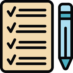 Poster - write wishlist icon outline vector. store order. love cart color flat