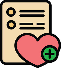 Poster - favorite wishlist icon outline vector. order list. website cart color flat
