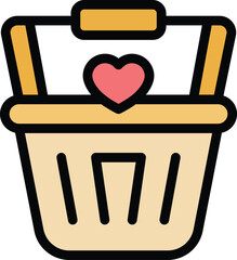 Poster - wish shop basket icon outline vector. online order. store list color flat