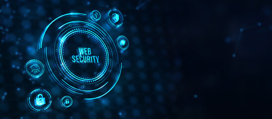 Internet, business, Technology and network concept. Web security. Cyber security, computer data encryption and internet protection. 3d illustration