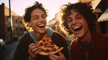 Group Of People Eating Pizza. Happy Mood



Generative AI