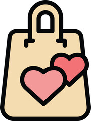 Poster - Wish love bag icon outline vector. Website cart. Store order color flat