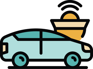 Poster - System car key icon outline vector. Auto alarm. Control door color flat