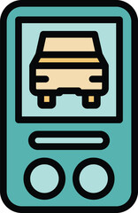 Poster - Phone car alarm icon outline vector. Auto system. Remote control color flat