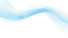 Vector Wavy Background. Abstract Blue Lines On White Backdrop. Editable Stroke