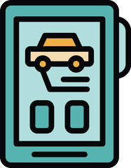 Poster - Tablet car alarm icon outline vector. Key system. Auto control color flat