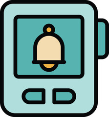 Poster - Car alarm bell icon outline vector. Door control. Key system color flat