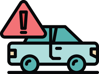 Poster - Car alarm attention icon outline vector. Door control. Auto system color flat