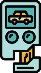 Poster - Smart car digital key icon outline vector. Car remote. Control auto color flat