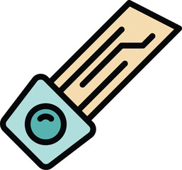 Poster - Steel car key icon outline vector. Car control. Auto smart color flat