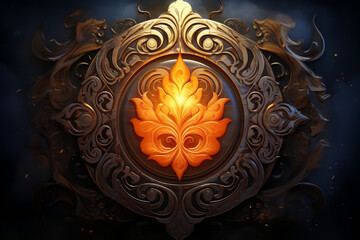 Wall Mural - Sacred AUM or OM symbol illustration in golden glow