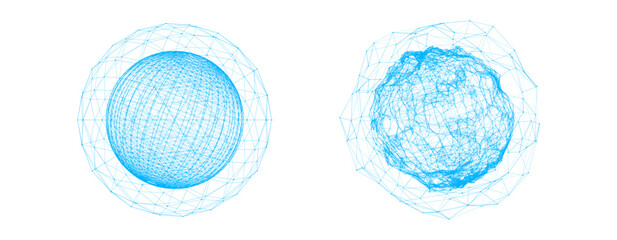 Wall Mural - Vector futuristic sphere of particles and lines. Network connection big data. Abstract technology background.