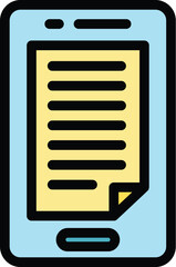 Poster - Tablet book reading icon outline vector. Online study. Digital online color flat