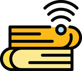 Poster - Wifi digital reading icon outline vector. Online study. Read education color flat