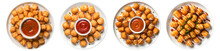 Tater Tots On White Plate, Top View With Transparent Background, Generative AI Technology