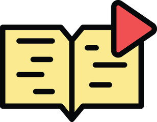 Poster - Online book study icon outline vector. Digital education. People read color flat