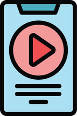 Poster - Smartphone book reading icon outline vector. Digital online. Education school color flat