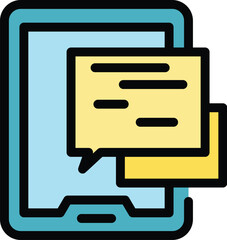 Poster - Online book chat icon outline vector. Digital study. People read color flat