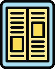 Poster - Ebook icon outline vector. Digital book. Media mobile color flat