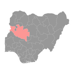 Niger state map, administrative division of the country of Nigeria. Vector illustration.