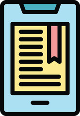 Poster - Smartphone tablet icon outline vector. Digital book. Online study color flat