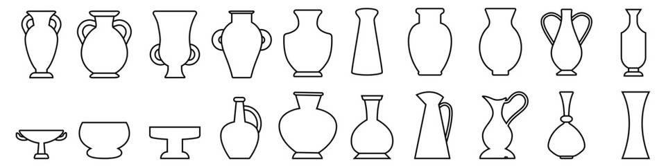 Wall Mural - Amphora icon vector set. Jug illustration sign collection. pottery symbol or logo.
